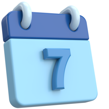 Yedinci. Ayın yedinci günü. Takvim. 3B illüstrasyon.