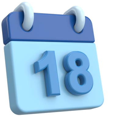 18 'inde. Ayın on sekizinci günü. Takvim. 3B illüstrasyon.