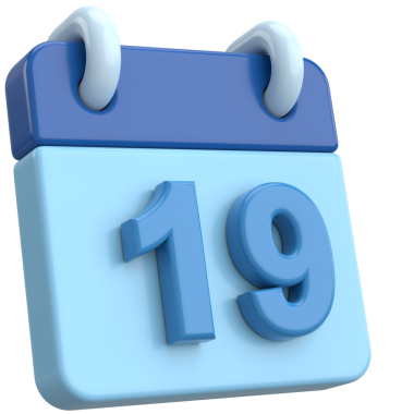 19 'unda. Ayın ondokuzuncu günü. Takvim. 3B illüstrasyon.