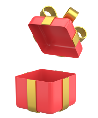 Hediye Kutusu açıldı. Üç boyutlu hediye kutusu. 3B illüstrasyon.