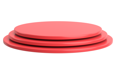 Ürün sergisi. Ürün podyumu. 3B illüstrasyon.