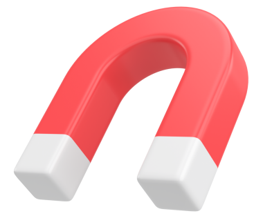 Manyetik çekim. Üç boyutlu mıknatıs. 3B illüstrasyon.