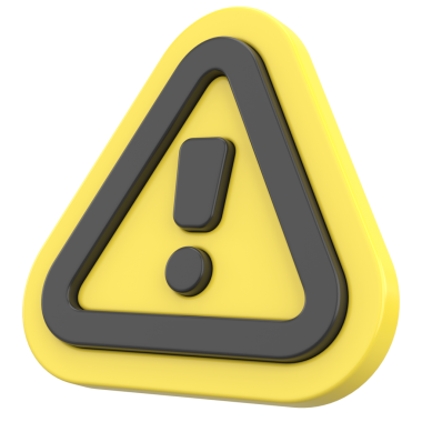 Uyarı işareti. Ünlem işareti. 3B illüstrasyon.