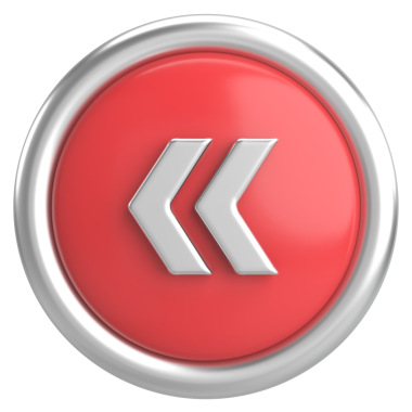 Önceki düğme. Arka düğme. 3B illüstrasyon.