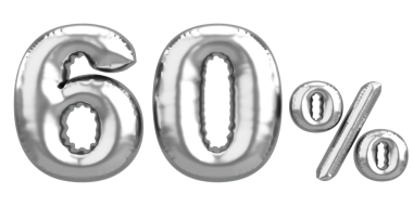 Yüzde altmış. % 60 balon mesajı. 3B illüstrasyon.