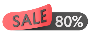 Yüzde seksen indirim. % 80 indirimli. 3B ilüstrasyon.