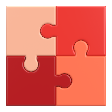 Üç boyutlu bulmaca. Üç boyutlu simge. 3B illüstrasyon.