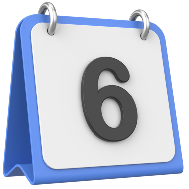 Üç boyutlu takvim. Altıncı gün. Ayın altıncı günü. 3B illüstrasyon.