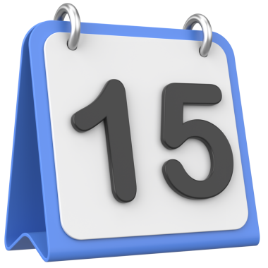 Üç boyutlu takvim. 15. gün. Ayın on beşinci günü. 3B illüstrasyon.