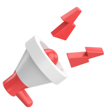 Üç boyutlu megafon. Duyuru simgesi. 3B illüstrasyon.