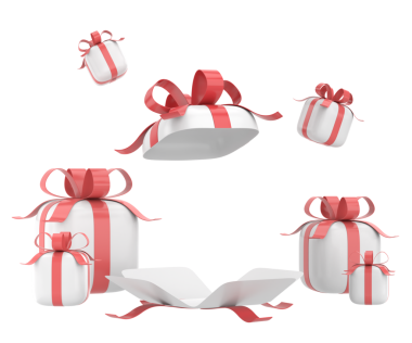 Hediye Kutusu açıldı. Üç boyutlu hediye kutusu. 3B illüstrasyon.