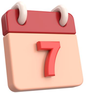 Yedinci. Ayın yedinci günü. Takvim. 3B illüstrasyon.