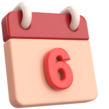 Altıncı. Ayın altıncı günü. Takvim. 3B illüstrasyon.