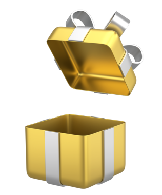 Hediye Kutusu açıldı. Üç boyutlu hediye kutusu. 3B illüstrasyon.