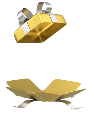 Hediye Kutusu açıldı. Üç boyutlu hediye kutusu. 3B illüstrasyon.