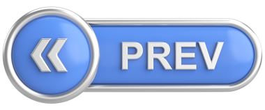 Önceki düğme. Arka düğme. 3B illüstrasyon.