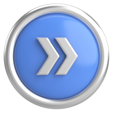 Sonraki düğme. Devam et düğmesi. 3B illüstrasyon.