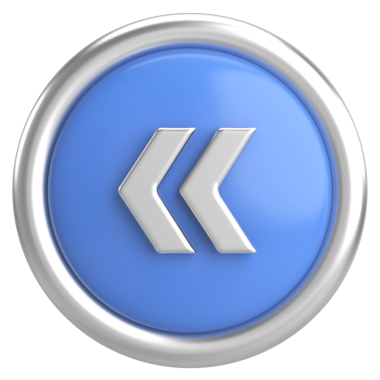 Önceki düğme. Arka düğme. 3B illüstrasyon.