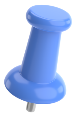 Pimi çek. Çizim iğnesi. Üç boyutlu pim. 3B illüstrasyon.