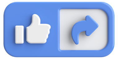 Beğen ve paylaş düğmesi. 3B illüstrasyon.