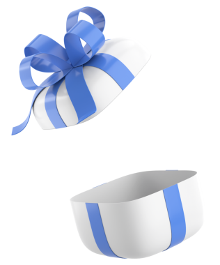 Hediye Kutusu açıldı. Üç boyutlu hediye kutusu. 3B illüstrasyon.