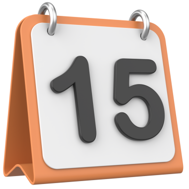 Üç boyutlu takvim. 15. gün. Ayın on beşinci günü. 3B illüstrasyon.