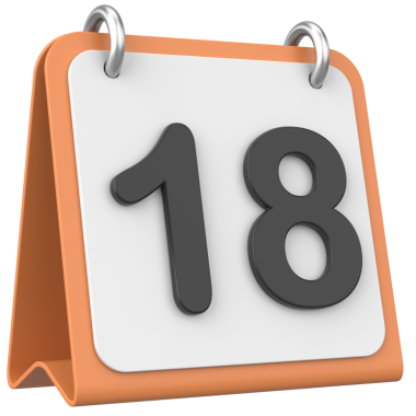 Üç boyutlu takvim. 18. gün. Ayın on sekizinci günü. 3B illüstrasyon.