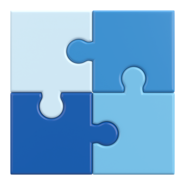 Üç boyutlu bulmaca. Üç boyutlu simge. 3B illüstrasyon.