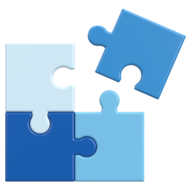 Üç boyutlu bulmaca. Üç boyutlu simge. 3B illüstrasyon.