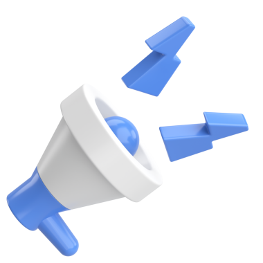 Üç boyutlu megafon. Duyuru simgesi. 3B illüstrasyon.