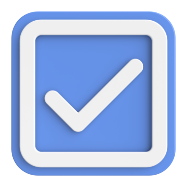 3 boyutlu onay kutusu. İşaretle. 3B illüstrasyon.