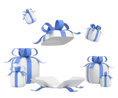 Hediye Kutusu açıldı. Üç boyutlu hediye kutusu. 3B illüstrasyon.