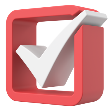 3 boyutlu onay kutusu. İşaretle. 3B illüstrasyon.