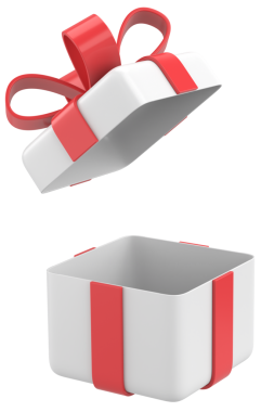 Hediye Kutusu açıldı. Üç boyutlu hediye kutusu. 3B illüstrasyon.