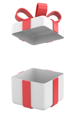 Hediye Kutusu açıldı. Üç boyutlu hediye kutusu. 3B illüstrasyon.