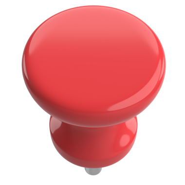 Pimi çek. Çizim iğnesi. Üç boyutlu pim. 3B illüstrasyon.