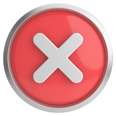 Üç boyutlu kapatma düğmesi. Çapraz. 3B illüstrasyon.