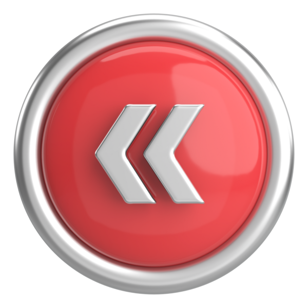 Önceki düğme. Arka düğme. 3B illüstrasyon.