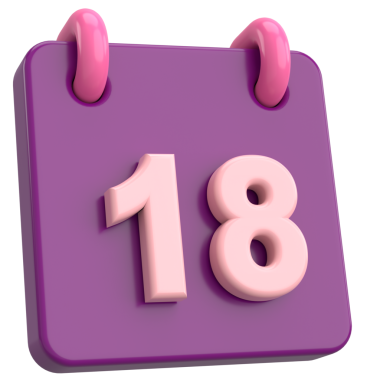 18 'inde. Ayın on sekizinci günü. Takvim. 3B illüstrasyon.