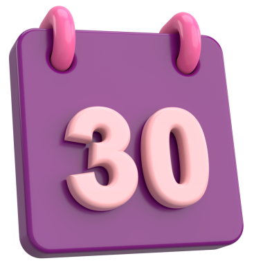 30 'unda. Ayın onuncu günü. Takvim. 3B illüstrasyon.