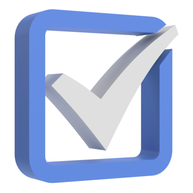 3 boyutlu onay kutusu. İşaretle. 3B illüstrasyon.