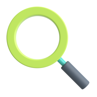 Büyüteç. Arama simgesi. 3B illüstrasyon.