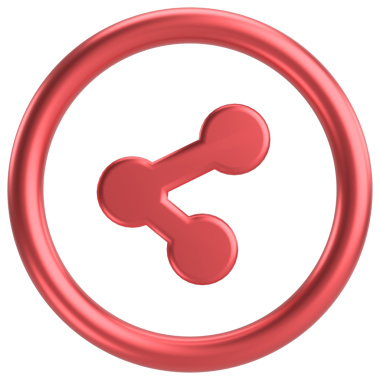 Paylaş düğmesi. Simgeyi paylaş. 3B illüstrasyon.