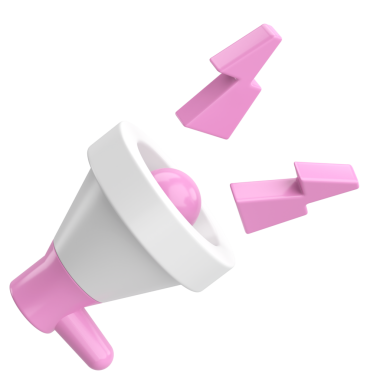 Üç boyutlu megafon. Duyuru simgesi. 3B illüstrasyon.