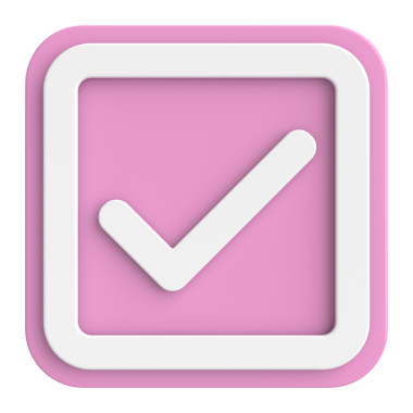 3 boyutlu onay kutusu. İşaretle. 3B illüstrasyon.