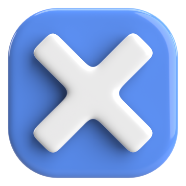 Üç boyutlu kapatma düğmesi. Çapraz. 3B illüstrasyon.