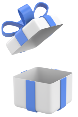 Hediye Kutusu açıldı. Üç boyutlu hediye kutusu. 3B illüstrasyon.