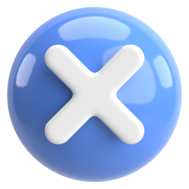 Üç boyutlu kapatma düğmesi. Çapraz. 3B illüstrasyon.