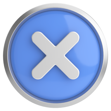 Üç boyutlu kapatma düğmesi. Çapraz. 3B illüstrasyon.