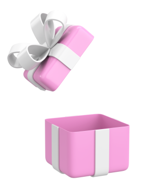 Hediye Kutusu açıldı. Üç boyutlu hediye kutusu. 3B illüstrasyon.